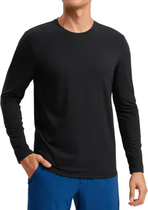 CRZ YOGA Mens Long Sleeve Basic Shirts Moisture Wicking Workout Tops Casual Crewneck Comfort T-Shirt