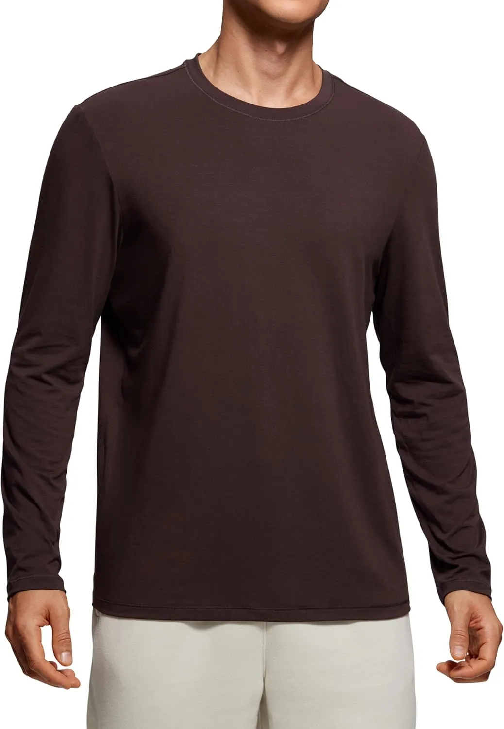 CRZ YOGA Mens Long Sleeve Basic Shirts Moisture Wicking Workout Tops Casual Crewneck Comfort T-Shirt