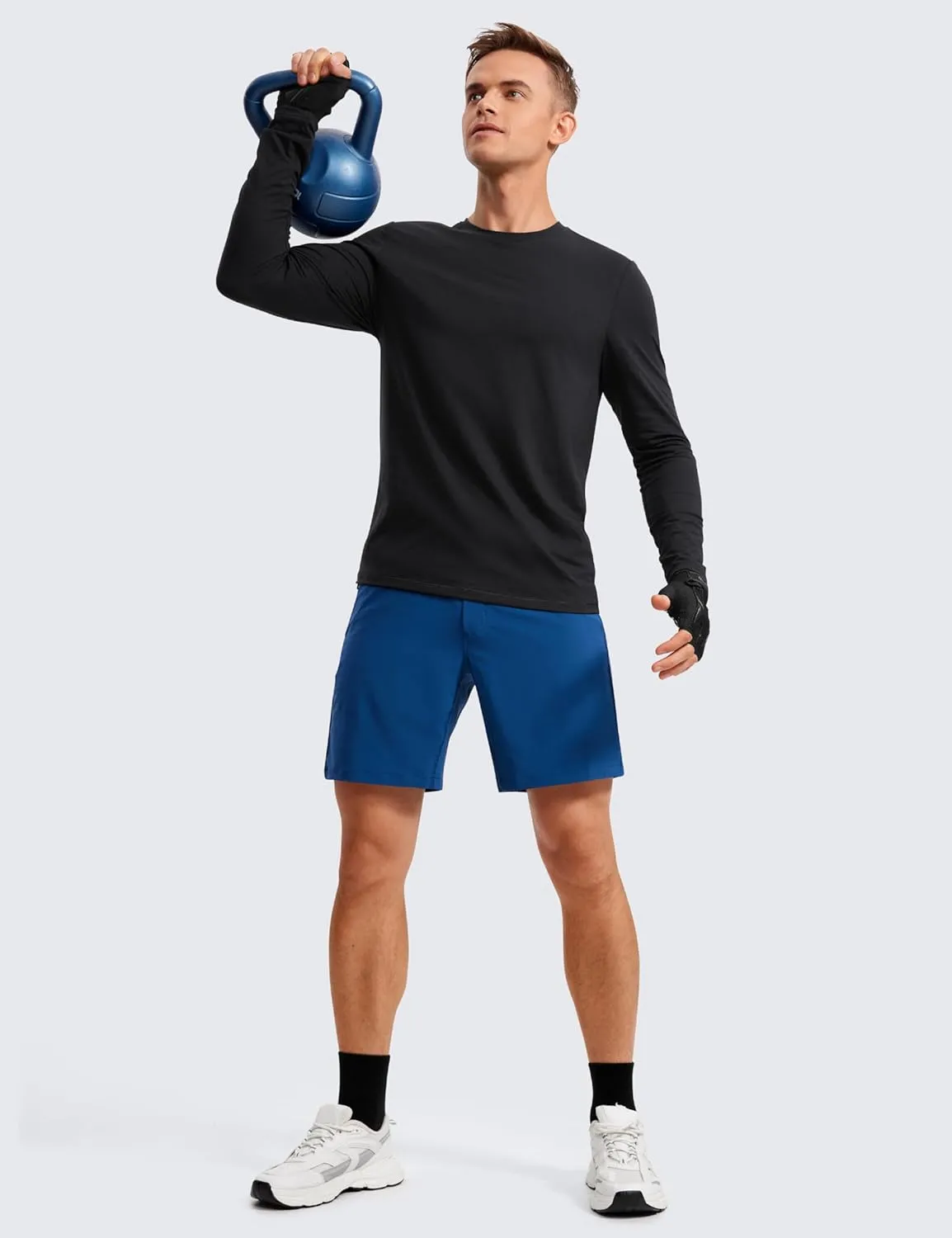 CRZ YOGA Mens Long Sleeve Basic Shirts Moisture Wicking Workout Tops Casual Crewneck Comfort T-Shirt