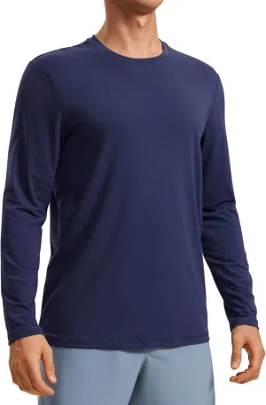 CRZ YOGA Mens Long Sleeve Basic Shirts Moisture Wicking Workout Tops Casual Crewneck Comfort T-Shirt