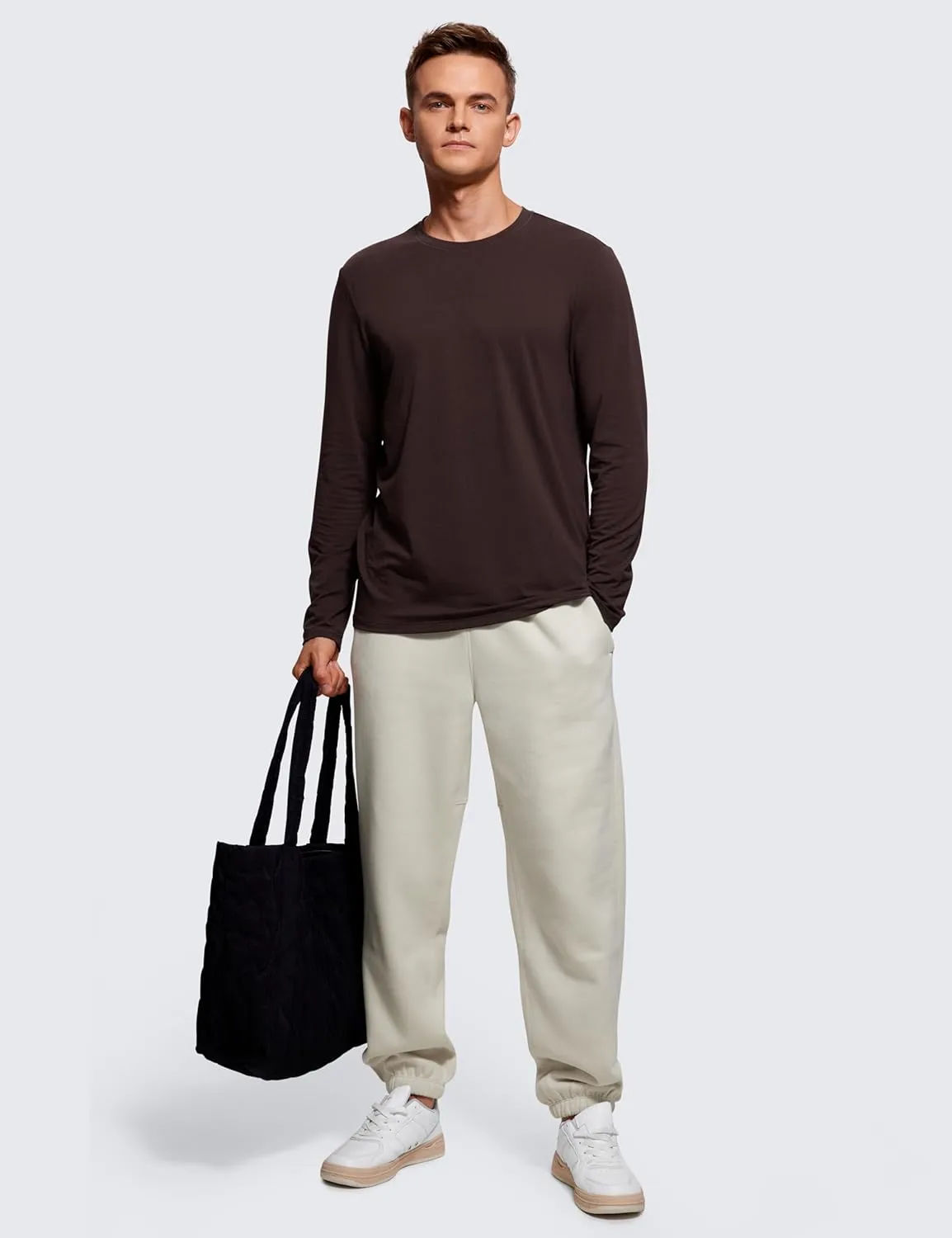 CRZ YOGA Mens Long Sleeve Basic Shirts Moisture Wicking Workout Tops Casual Crewneck Comfort T-Shirt