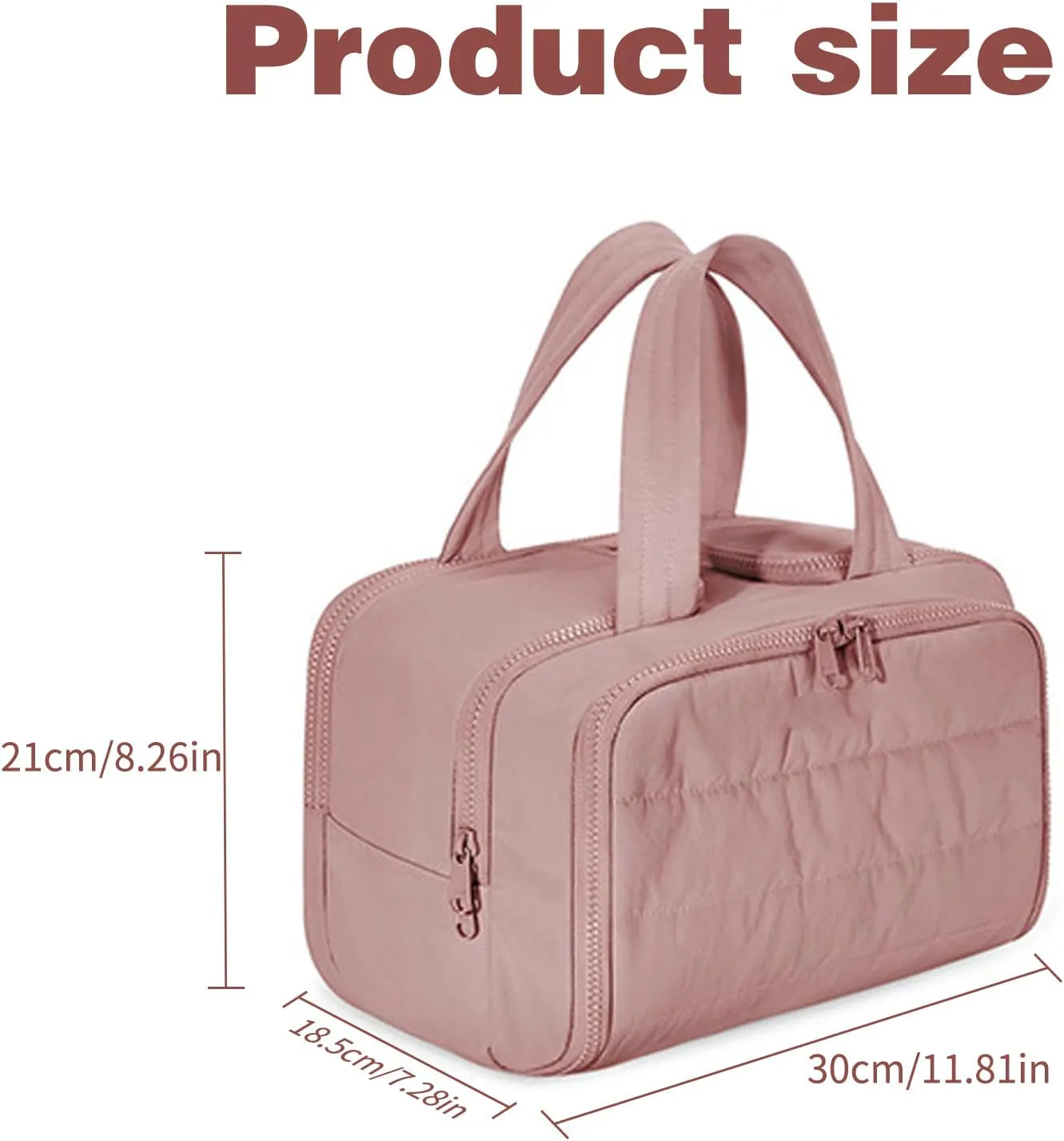 Cureaway Travel Cosmetic Bag, Large Capacity Wide-Open Travel Cosmetic Bag, 4-in-1Multi-Functional Toiletry Bag for Women, Waterproof Hanging Organizer with Divider (Pink)