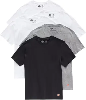 Dickies Mens Crew Neck Short Sleeve Undershirt 5 Pack