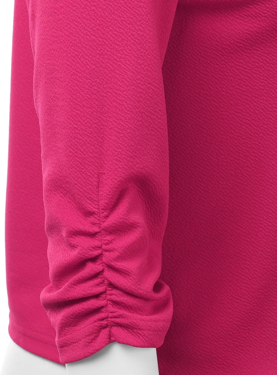 DOUBLJU Ruched 3/4 Sleeve Open Front Draped Blazers Business Casual Basic Work Jackets for Womens Clothes with Plus Size