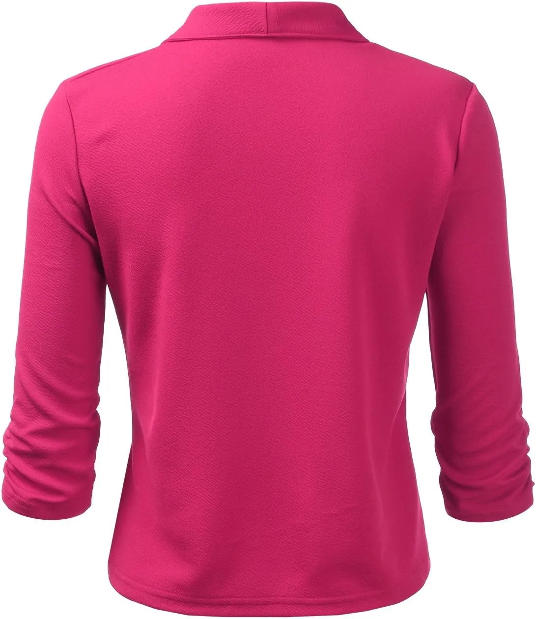 DOUBLJU Ruched 3/4 Sleeve Open Front Draped Blazers Business Casual Basic Work Jackets for Womens Clothes with Plus Size