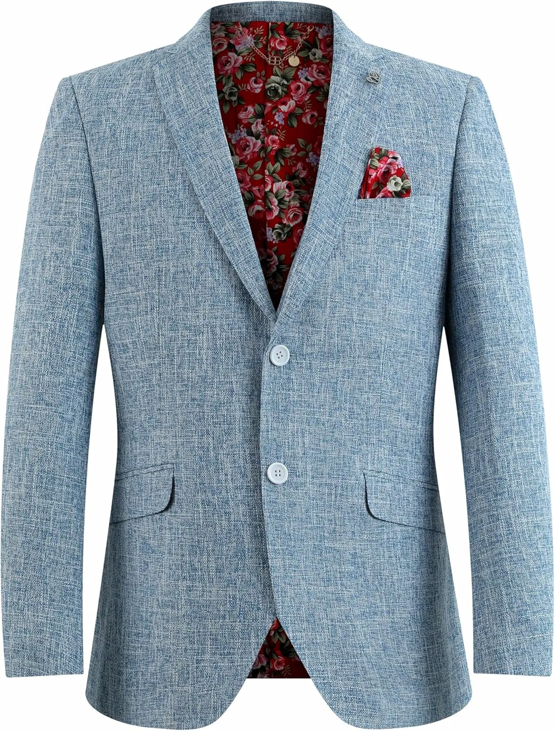 Elie Balleh Men's Solid Blazer and Sports Coat, Premium Stylish & Comfortable with Natural Stretch, Baby Blue X-Large