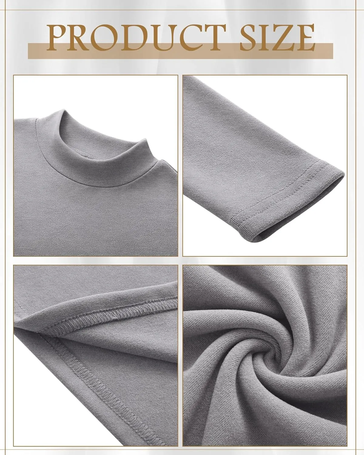 Ficerd 3 Pack Women's Mock Turtleneck Shirts, Fleece Lined Thermal Underwear Tops Long Sleeve Tight Base Layer Undershirts