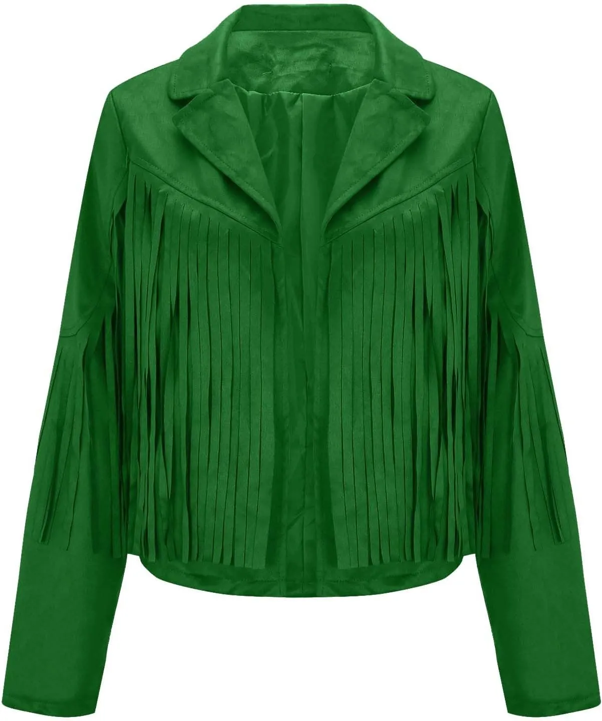 Firzero Tassels Coat Women Faux Suede Jacket Long Sleeve Fringe Jackets Motorcycle Moto Biker Short Open Front Cardigan 2024