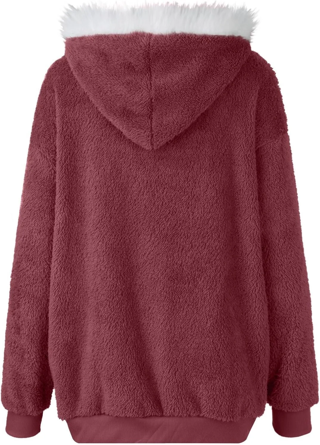 Fleece Jackets for Women 2024 Winter Sherpa Lined Full Zip Hooded Jacket Plus Size Fuzzy Coats with Pockets S-5XL