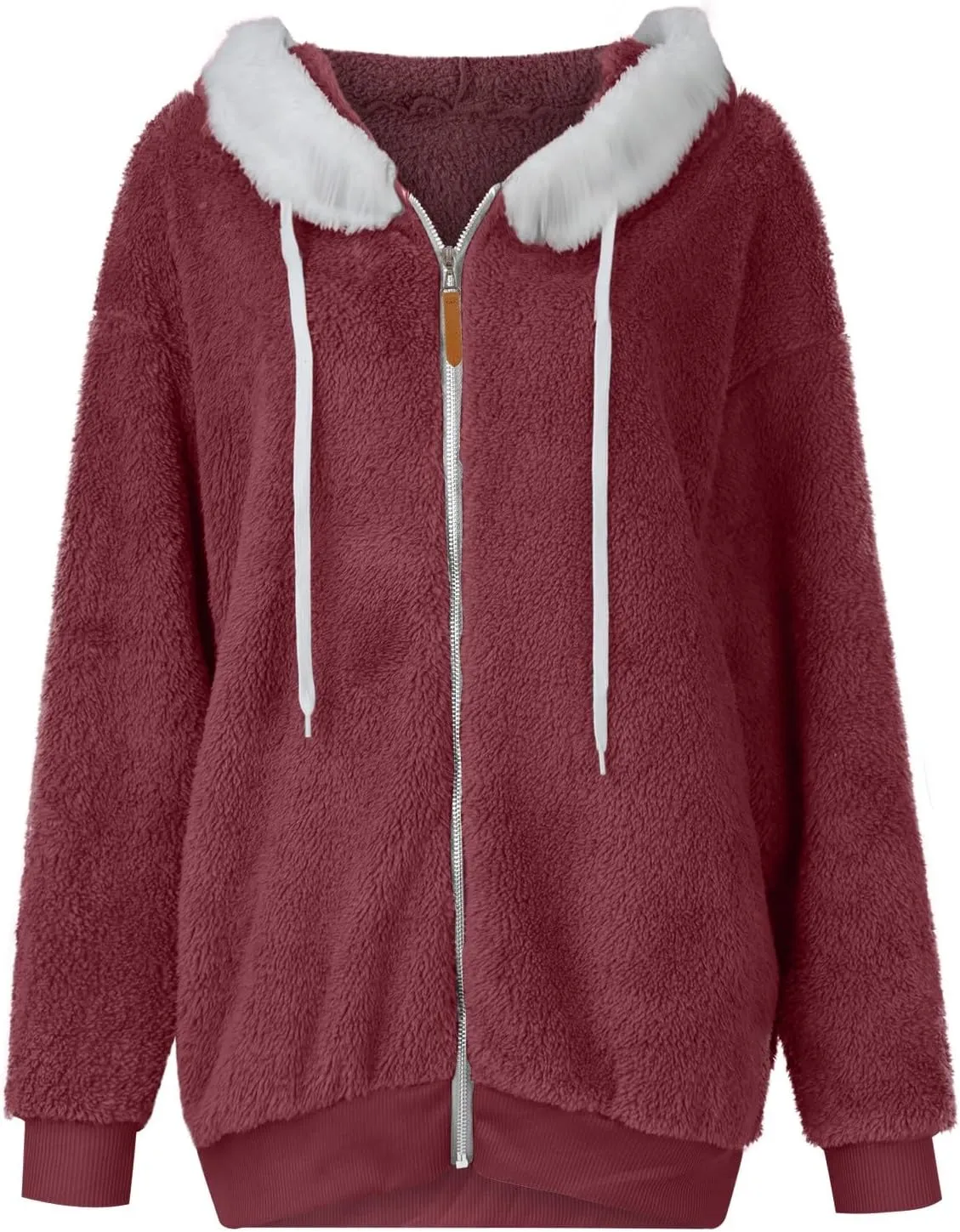 Fleece Jackets for Women 2024 Winter Sherpa Lined Full Zip Hooded Jacket Plus Size Fuzzy Coats with Pockets S-5XL