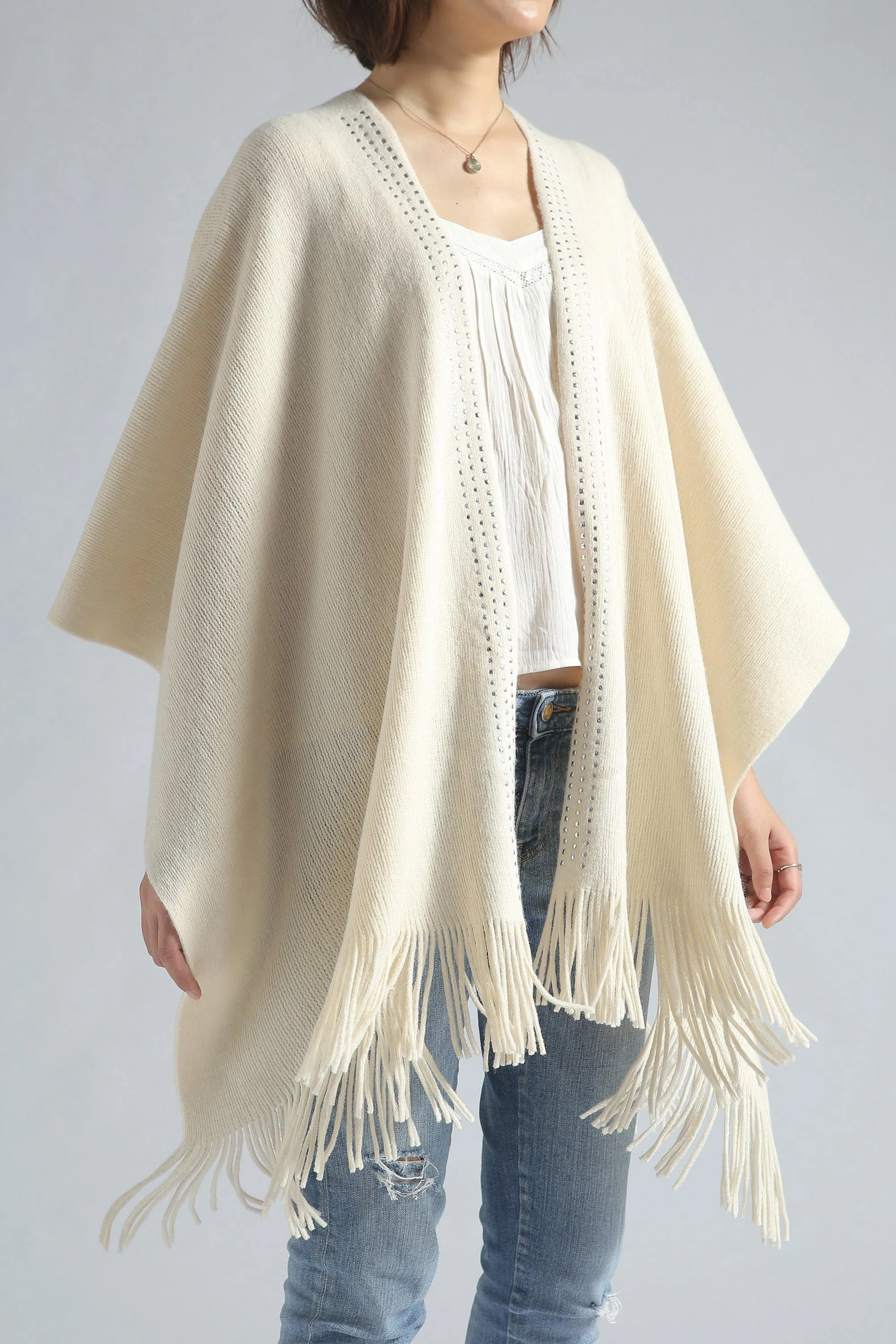 Fringe Knit Shawl Wrap