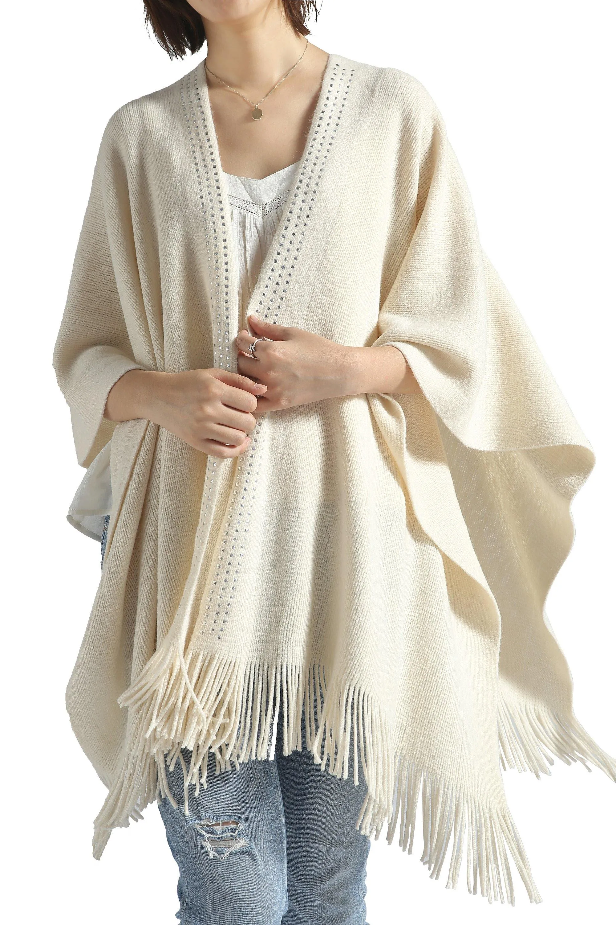Fringe Knit Shawl Wrap