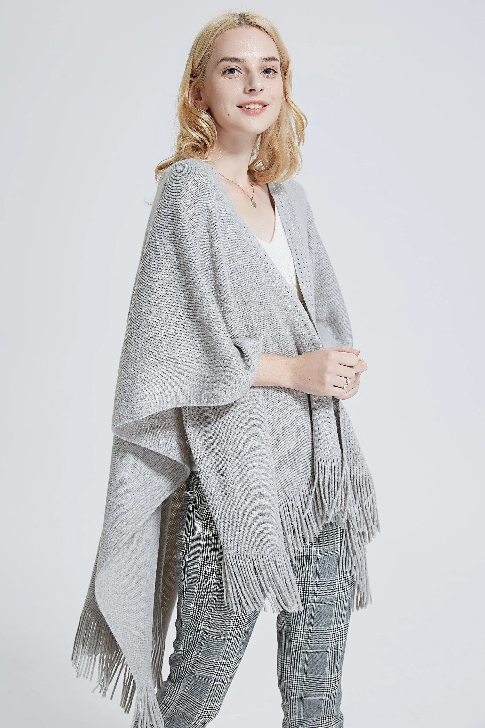 Fringe Knit Shawl Wrap