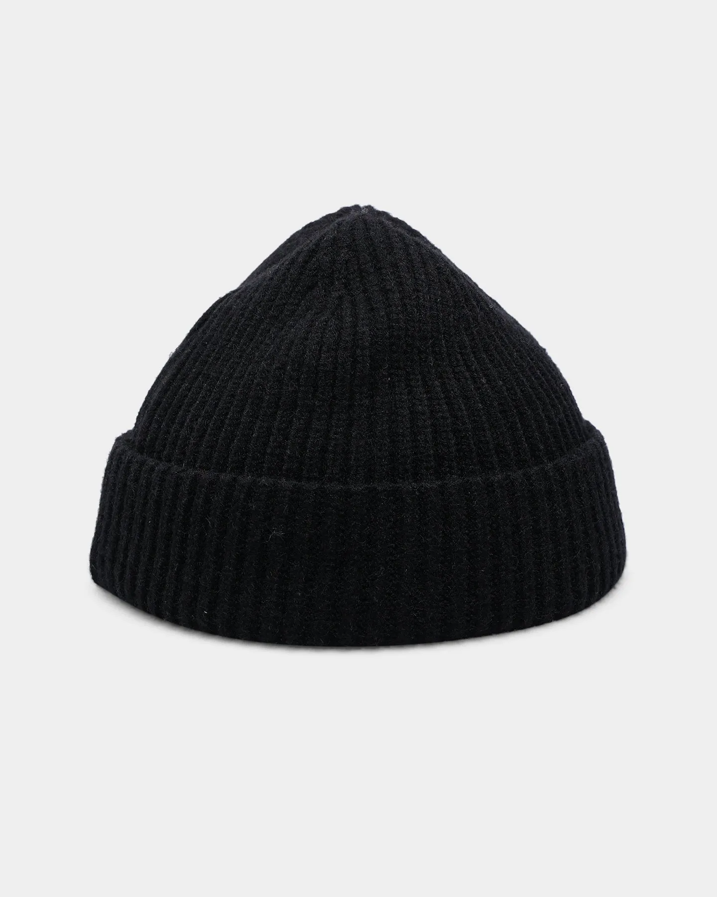 Goat Crew Fisherman Ribbed Knit Staple Beanie Black