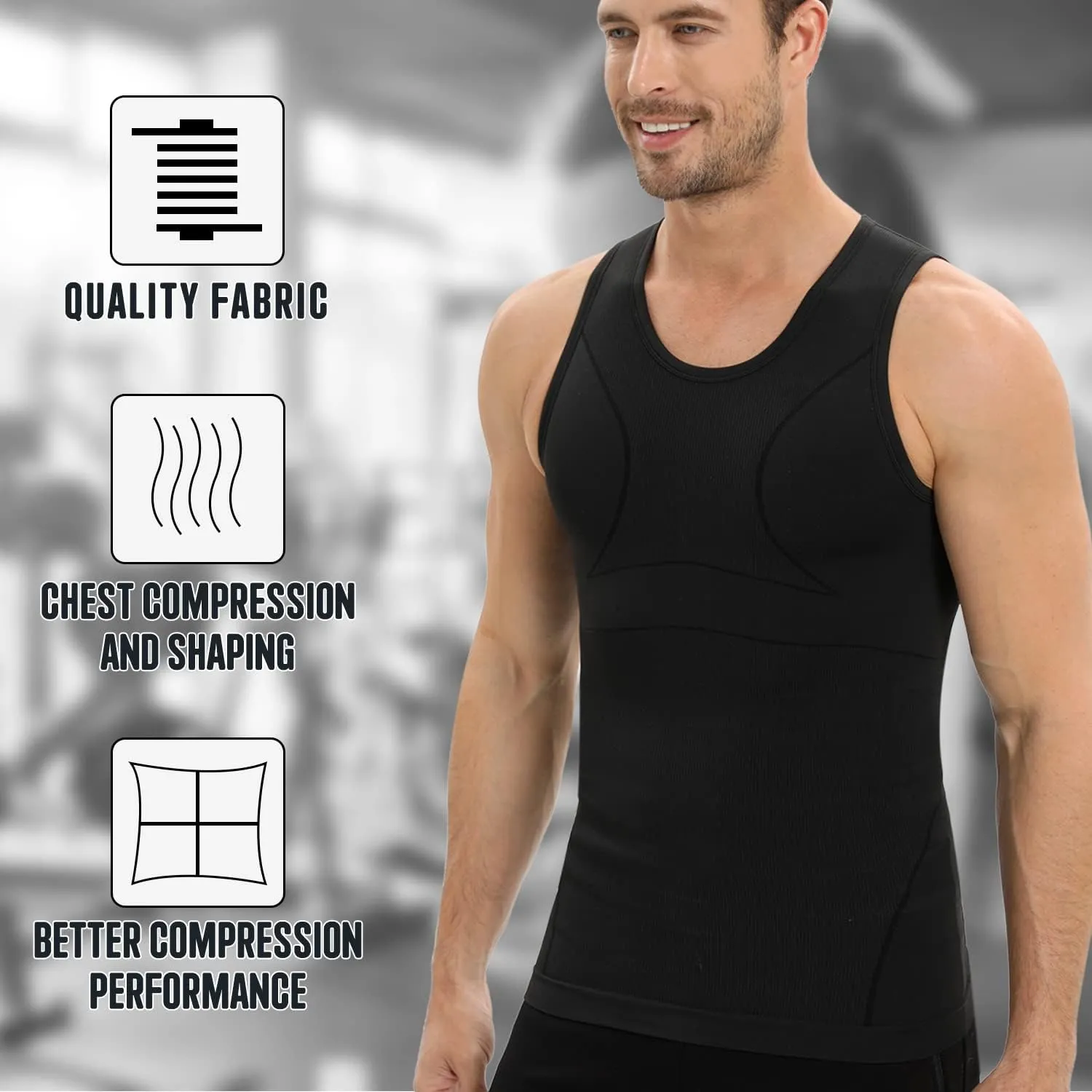 Gynecomastia Compression Shirt for Men, Slimming Tank Top Undershirts, Mens Body Shaper Vest