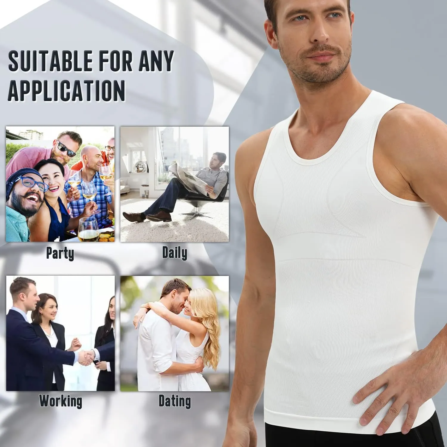 Gynecomastia Compression Shirt for Men, Slimming Tank Top Undershirts, Mens Body Shaper Vest