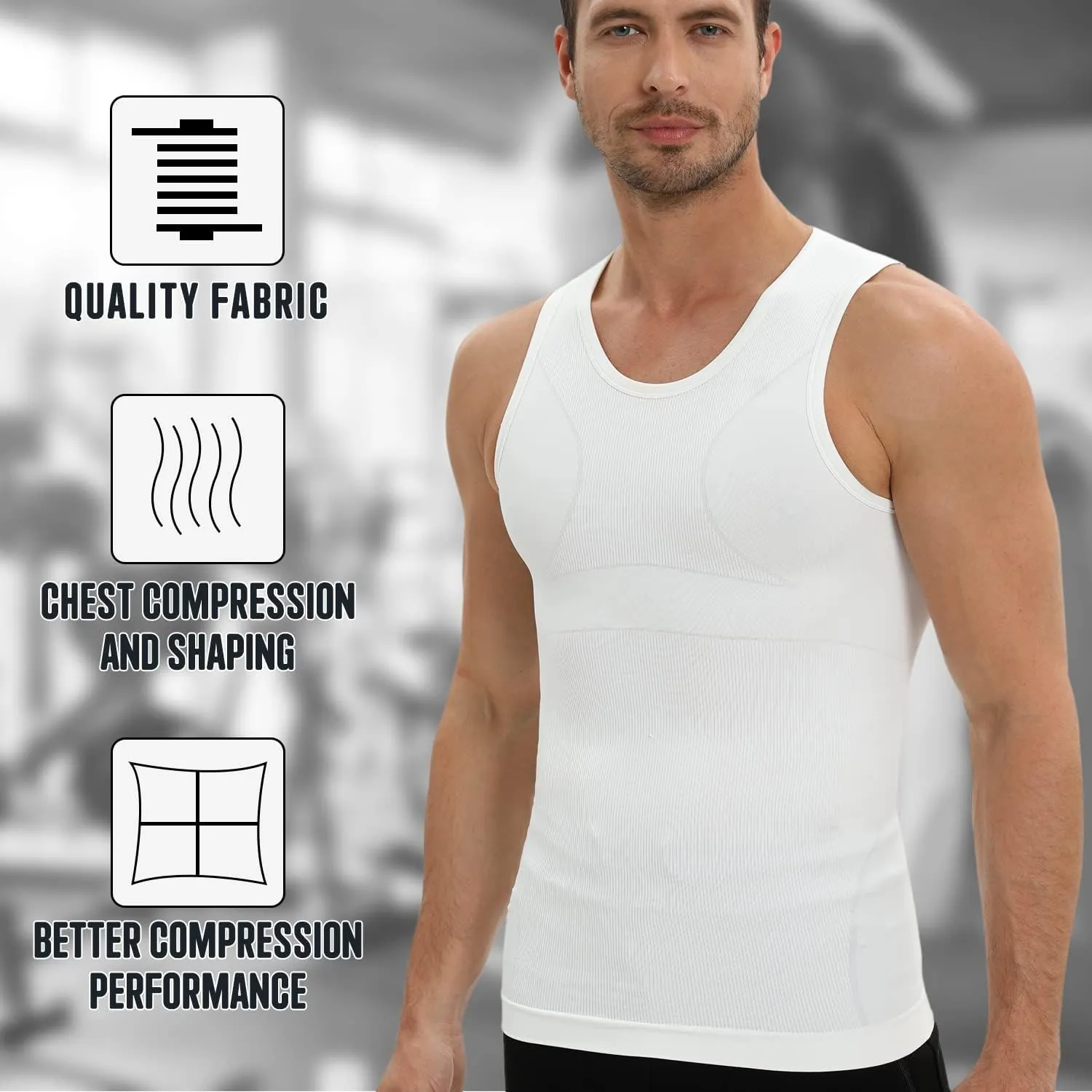 Gynecomastia Compression Shirt for Men, Slimming Tank Top Undershirts, Mens Body Shaper Vest