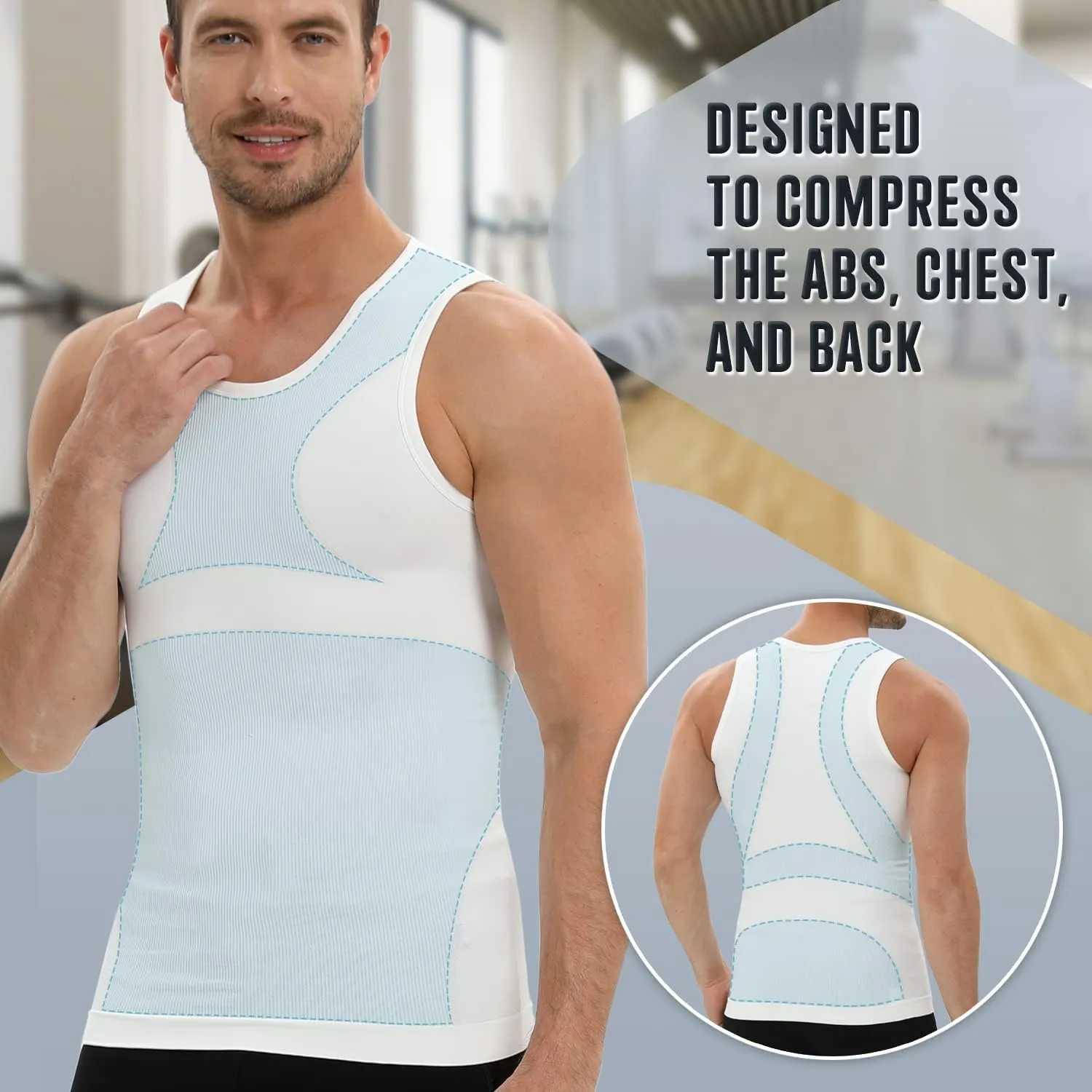 Gynecomastia Compression Shirt for Men, Slimming Tank Top Undershirts, Mens Body Shaper Vest