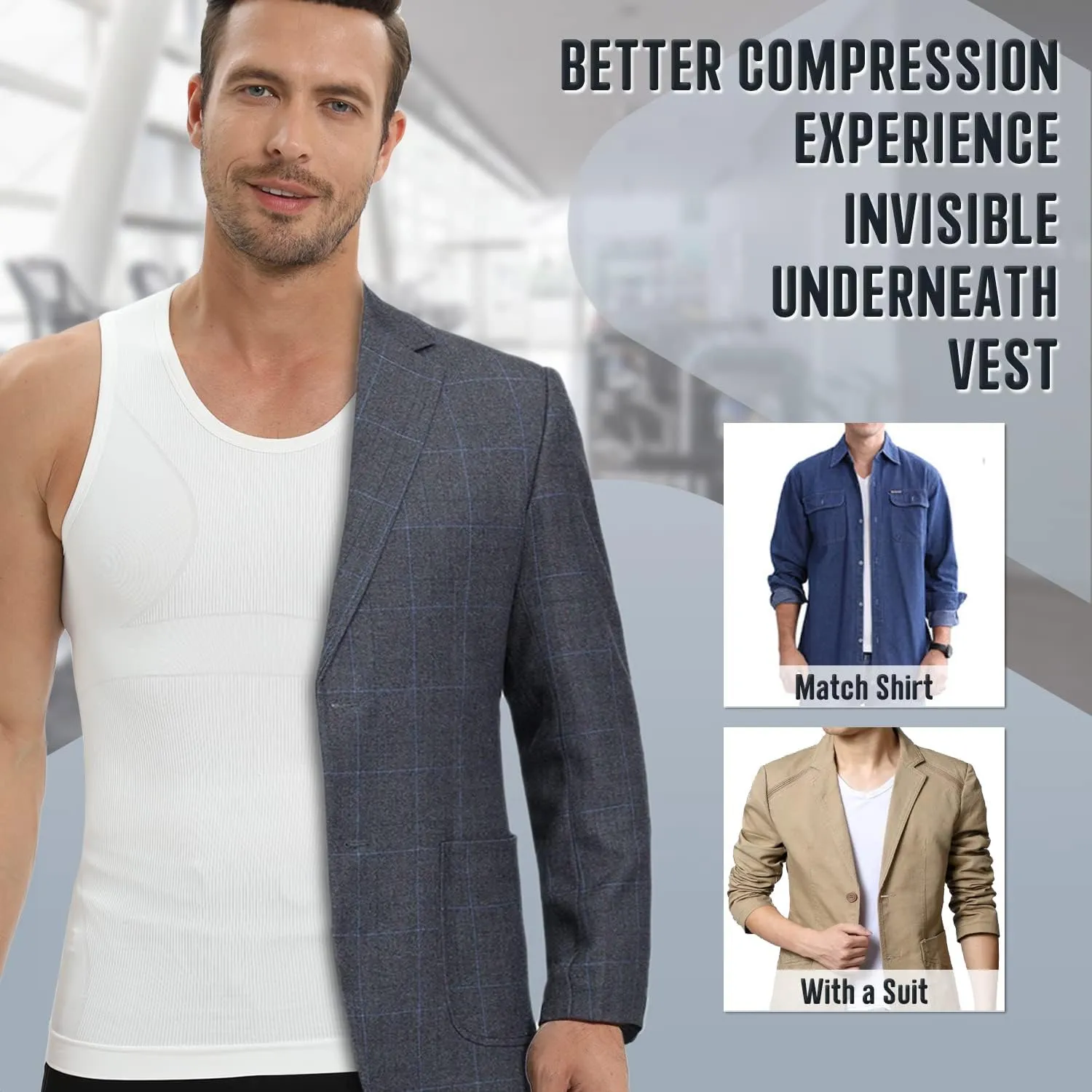 Gynecomastia Compression Shirt for Men, Slimming Tank Top Undershirts, Mens Body Shaper Vest