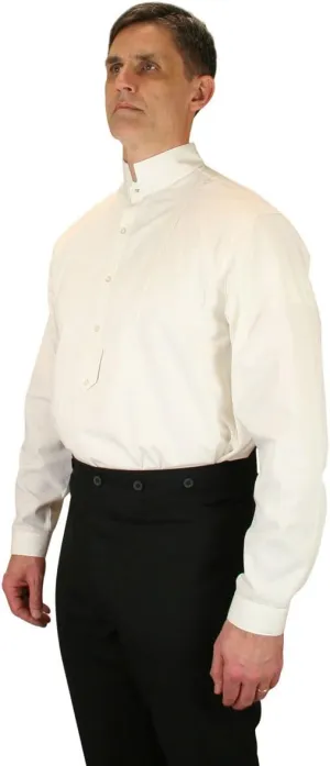 Historical Emporium Mens Stand Collar Convert. Stud/Cuff Cotton Dress Shirt, Victorian Edwardian Formal Reenactment