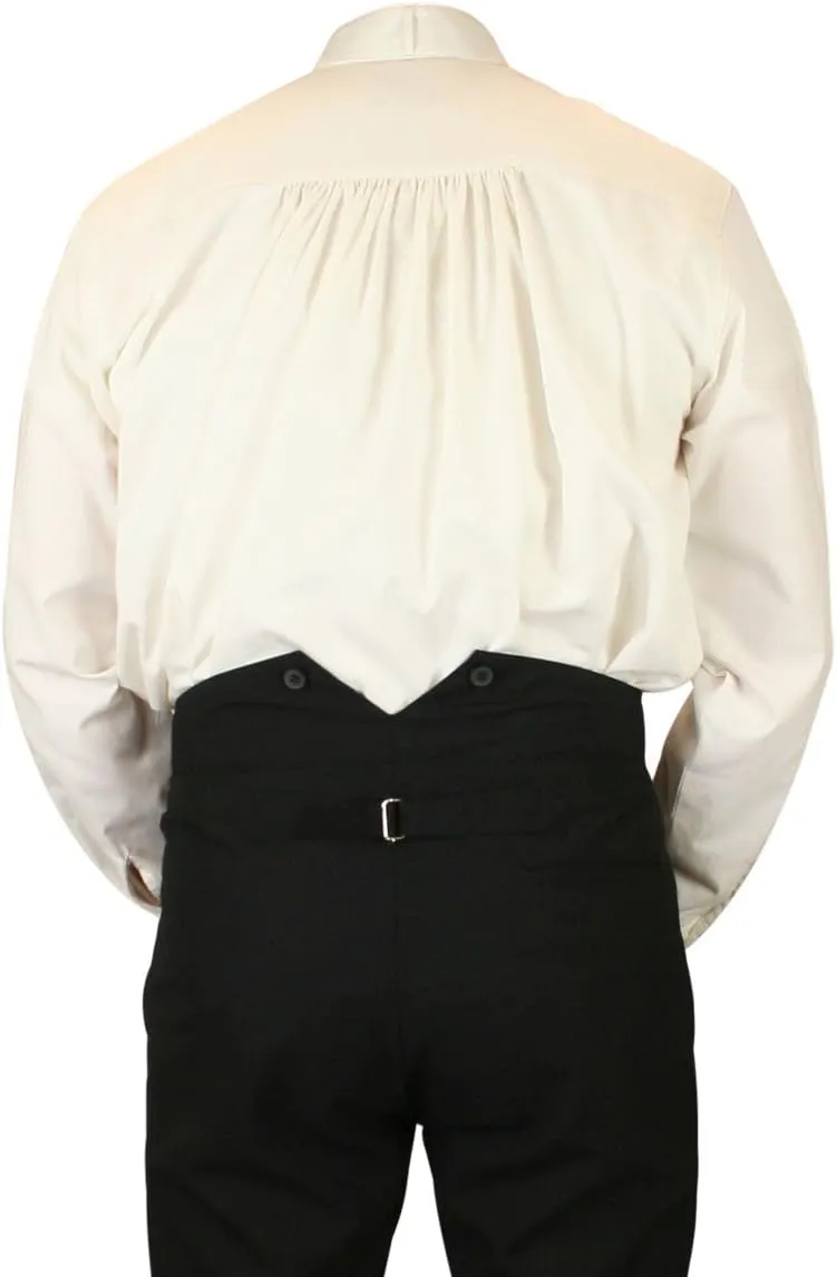 Historical Emporium Mens Stand Collar Convert. Stud/Cuff Cotton Dress Shirt, Victorian Edwardian Formal Reenactment
