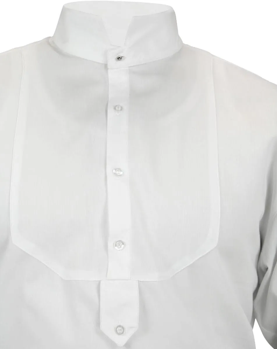 Historical Emporium Mens Stand Collar Convert. Stud/Cuff Cotton Dress Shirt, Victorian Edwardian Formal Reenactment