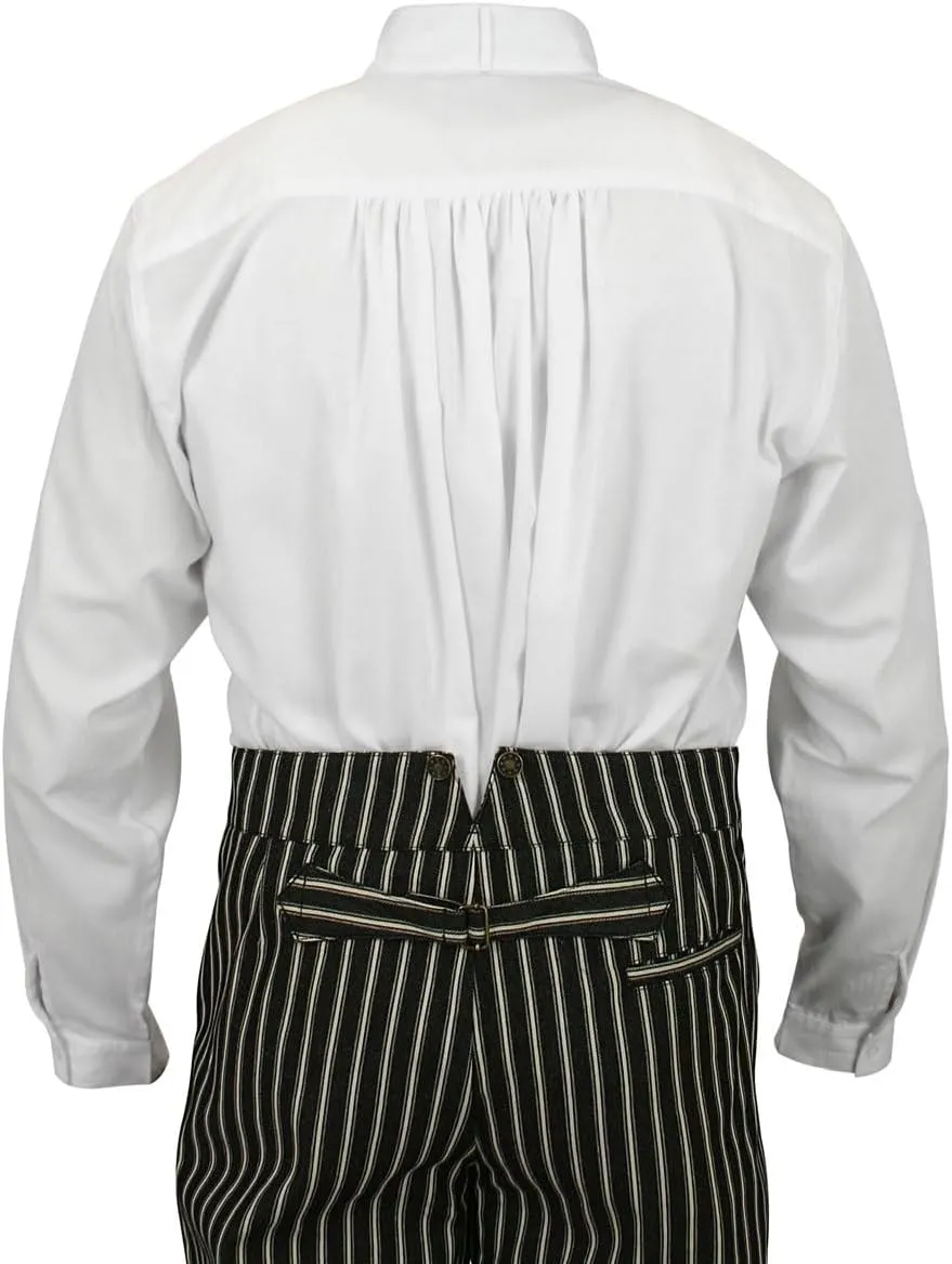 Historical Emporium Mens Stand Collar Convert. Stud/Cuff Cotton Dress Shirt, Victorian Edwardian Formal Reenactment