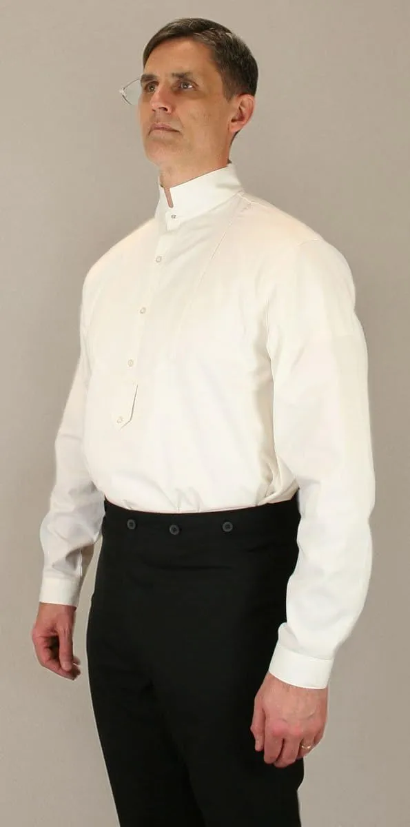 Historical Emporium Mens Stand Collar Convert. Stud/Cuff Cotton Dress Shirt, Victorian Edwardian Formal Reenactment