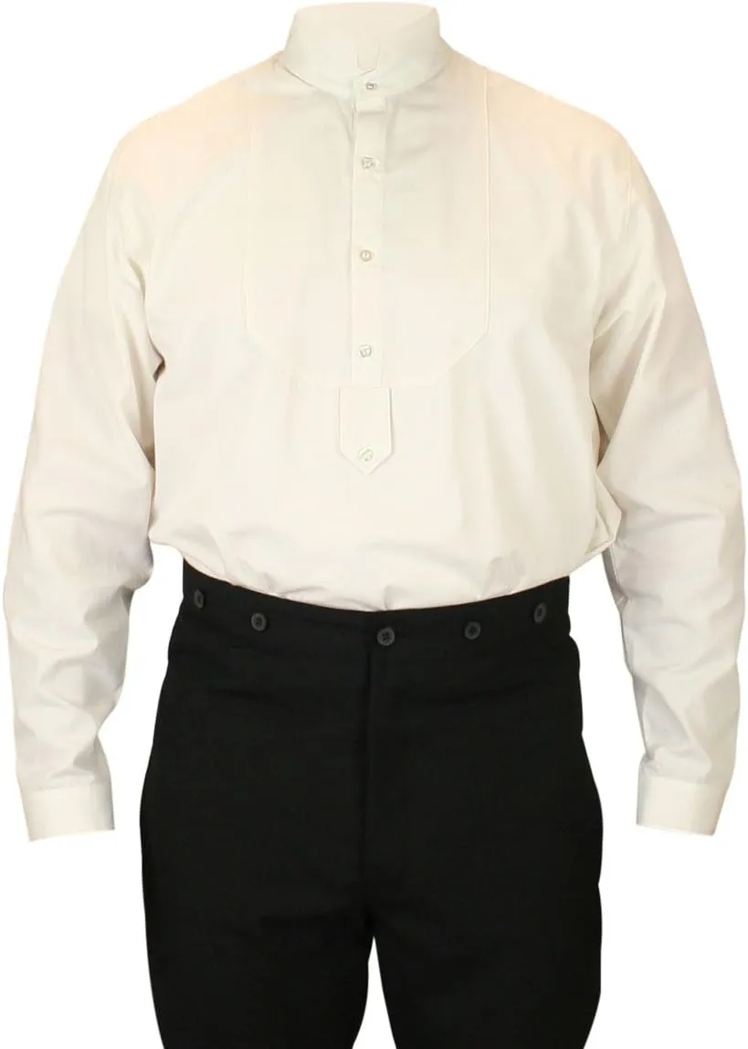 Historical Emporium Mens Stand Collar Convert. Stud/Cuff Cotton Dress Shirt, Victorian Edwardian Formal Reenactment