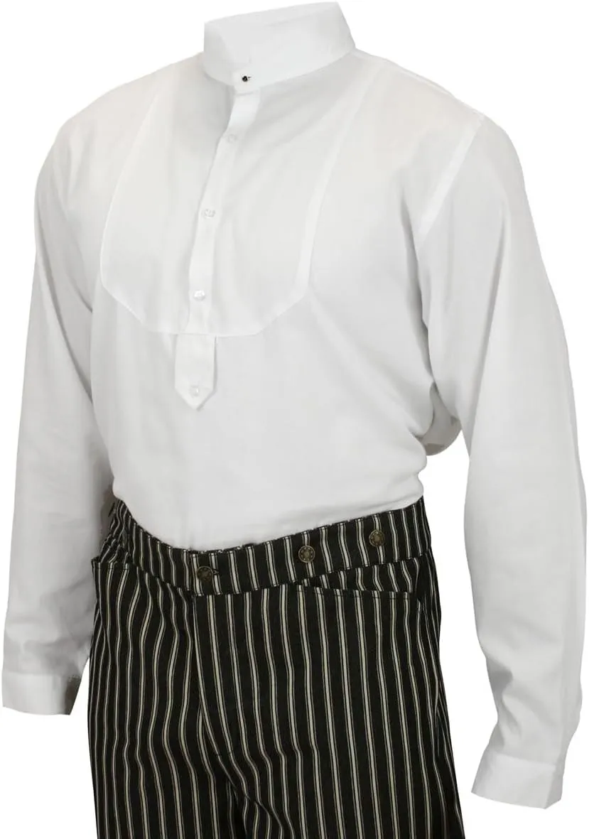 Historical Emporium Mens Stand Collar Convert. Stud/Cuff Cotton Dress Shirt, Victorian Edwardian Formal Reenactment