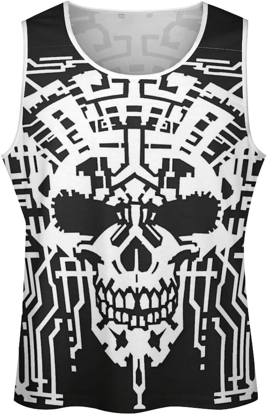 HOTYD Mens Cotton Tank Tops Skull Graphic Stringer Tops Casual Summer Cutoff T-Shirts Moisture Wicking Work Out Tops