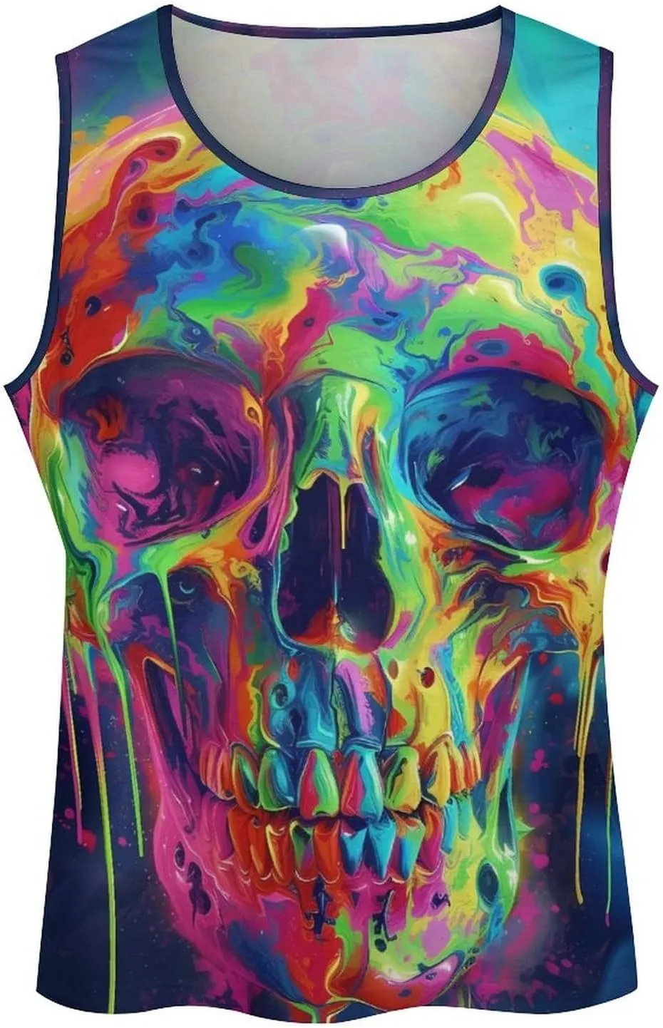 HOTYD Mens Cotton Tank Tops Skull Graphic Stringer Tops Casual Summer Cutoff T-Shirts Moisture Wicking Work Out Tops
