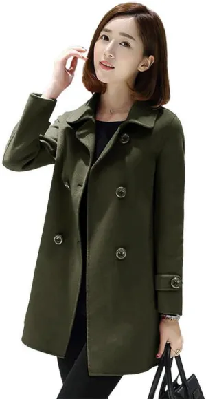 IDEALSANXUN Womens Fall Winter Wool Coats Peacoat Double Breasted Trench Coats