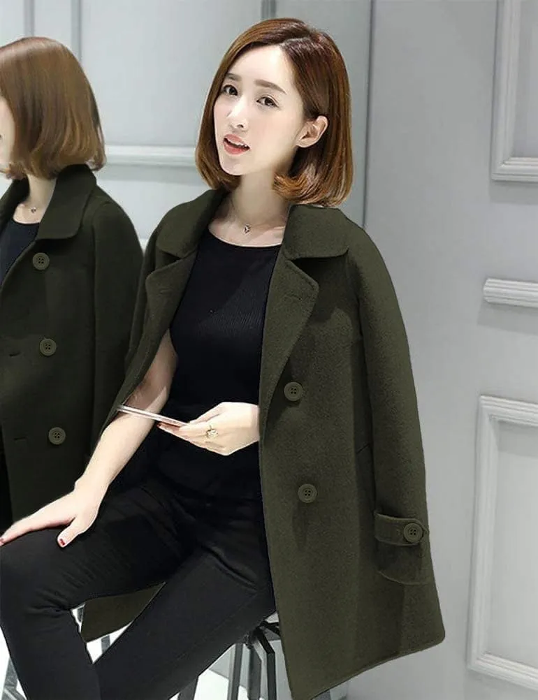 IDEALSANXUN Womens Fall Winter Wool Coats Peacoat Double Breasted Trench Coats