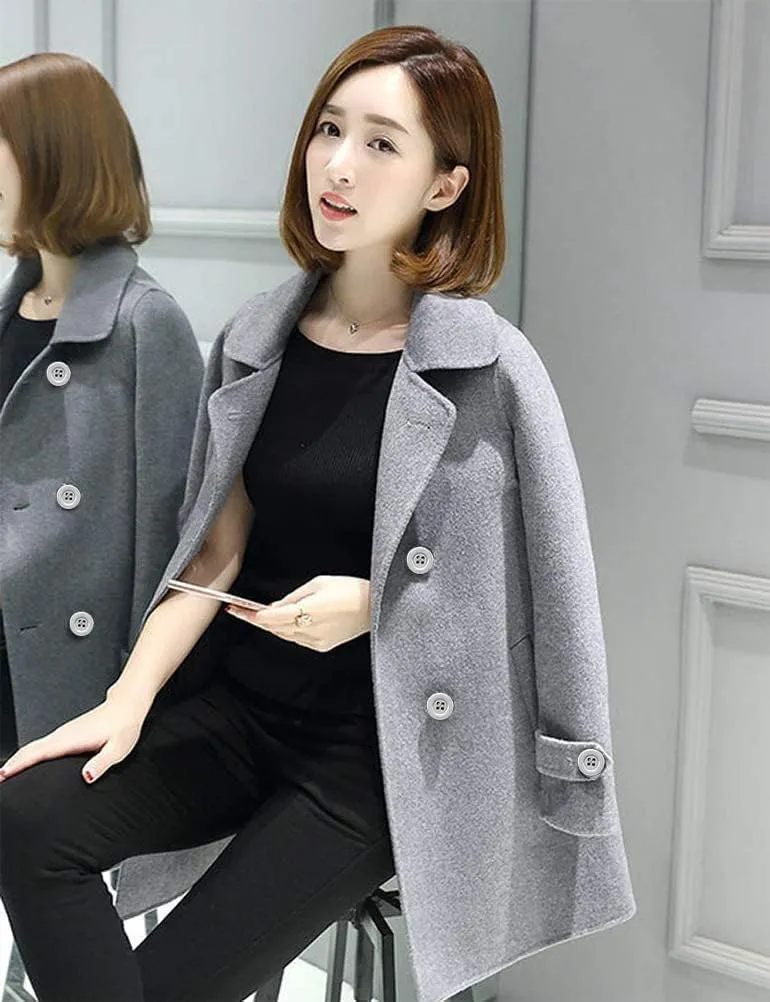 IDEALSANXUN Womens Fall Winter Wool Coats Peacoat Double Breasted Trench Coats