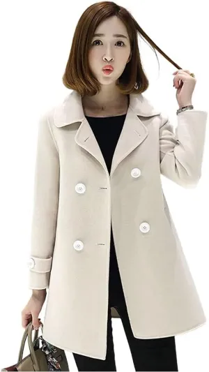 IDEALSANXUN Womens Fall Winter Wool Coats Peacoat Double Breasted Trench Coats
