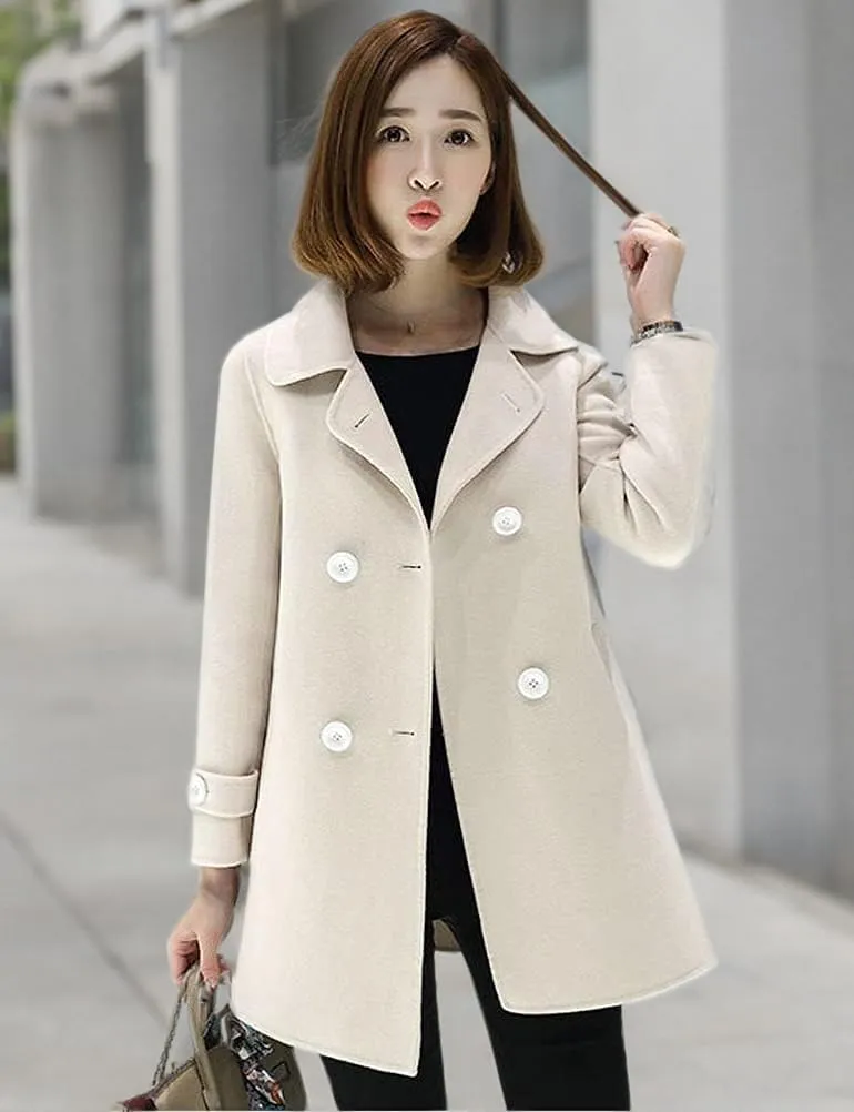 IDEALSANXUN Womens Fall Winter Wool Coats Peacoat Double Breasted Trench Coats