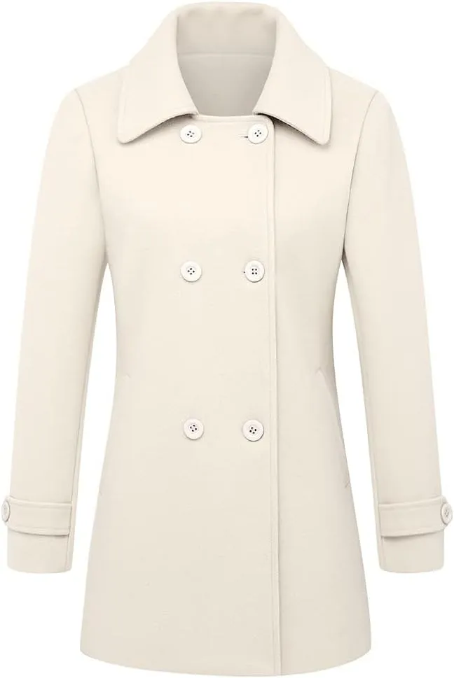 IDEALSANXUN Womens Fall Winter Wool Coats Peacoat Double Breasted Trench Coats