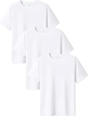 LAPASA Mens Cotton T-Shirt 3 Pack Stretch Solid Plain Short Sleeve Tag-Free Crew & V Neck Regular-Fit Soft M05/M06