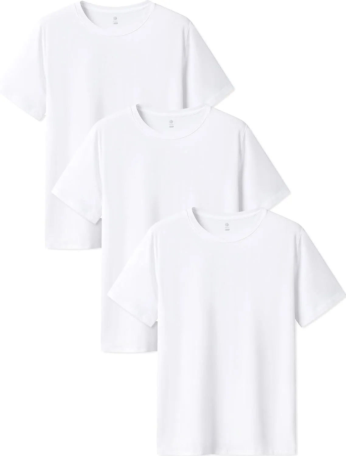 LAPASA Mens Cotton T-Shirt 3 Pack Stretch Solid Plain Short Sleeve Tag-Free Crew & V Neck Regular-Fit Soft M05/M06