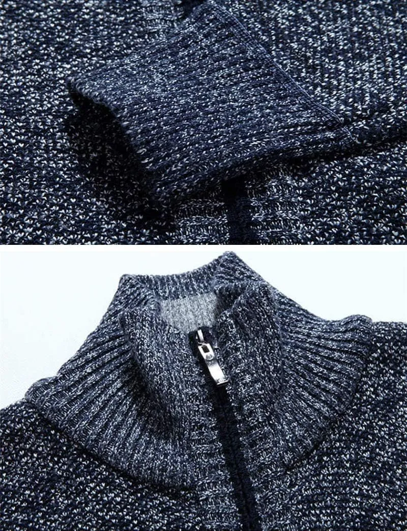 LemonGirl Mens Casual Slim Full Zip Knitted Cardigan Sweater with Pocked