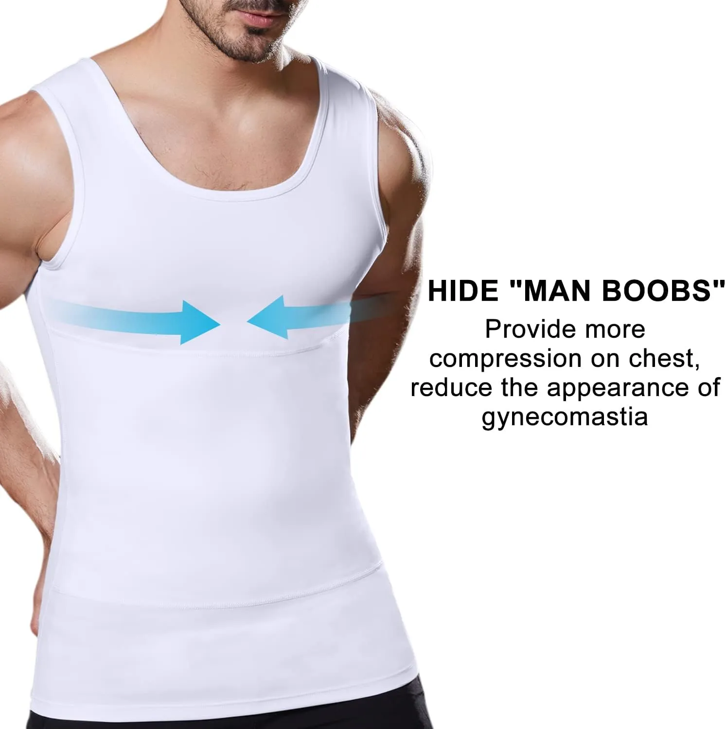 Lgtfy Mens Slimming Body Shaper Vest, Gynecomastia Compression Shirts, Tummy Control Undershirts - Change in Seconds