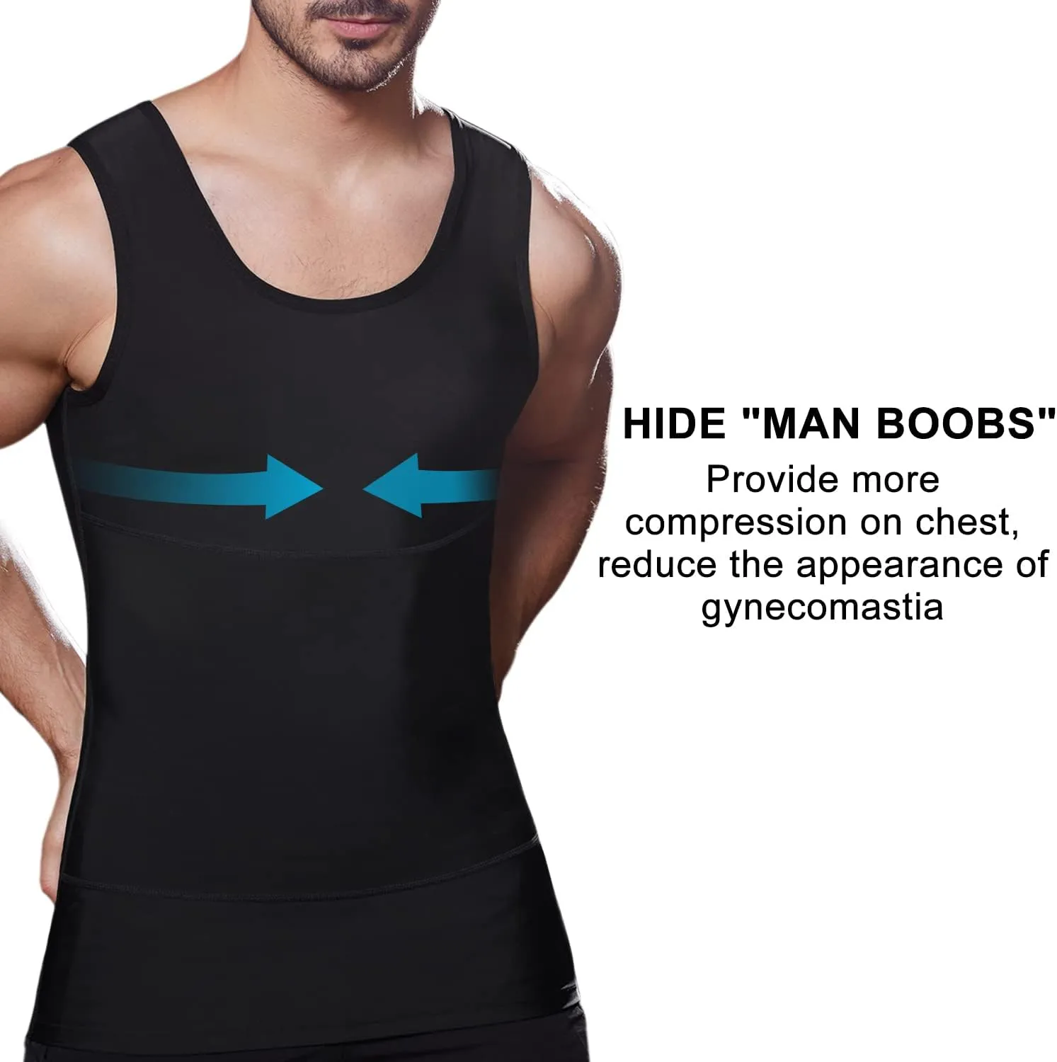 Lgtfy Mens Slimming Body Shaper Vest, Gynecomastia Compression Shirts, Tummy Control Undershirts - Change in Seconds