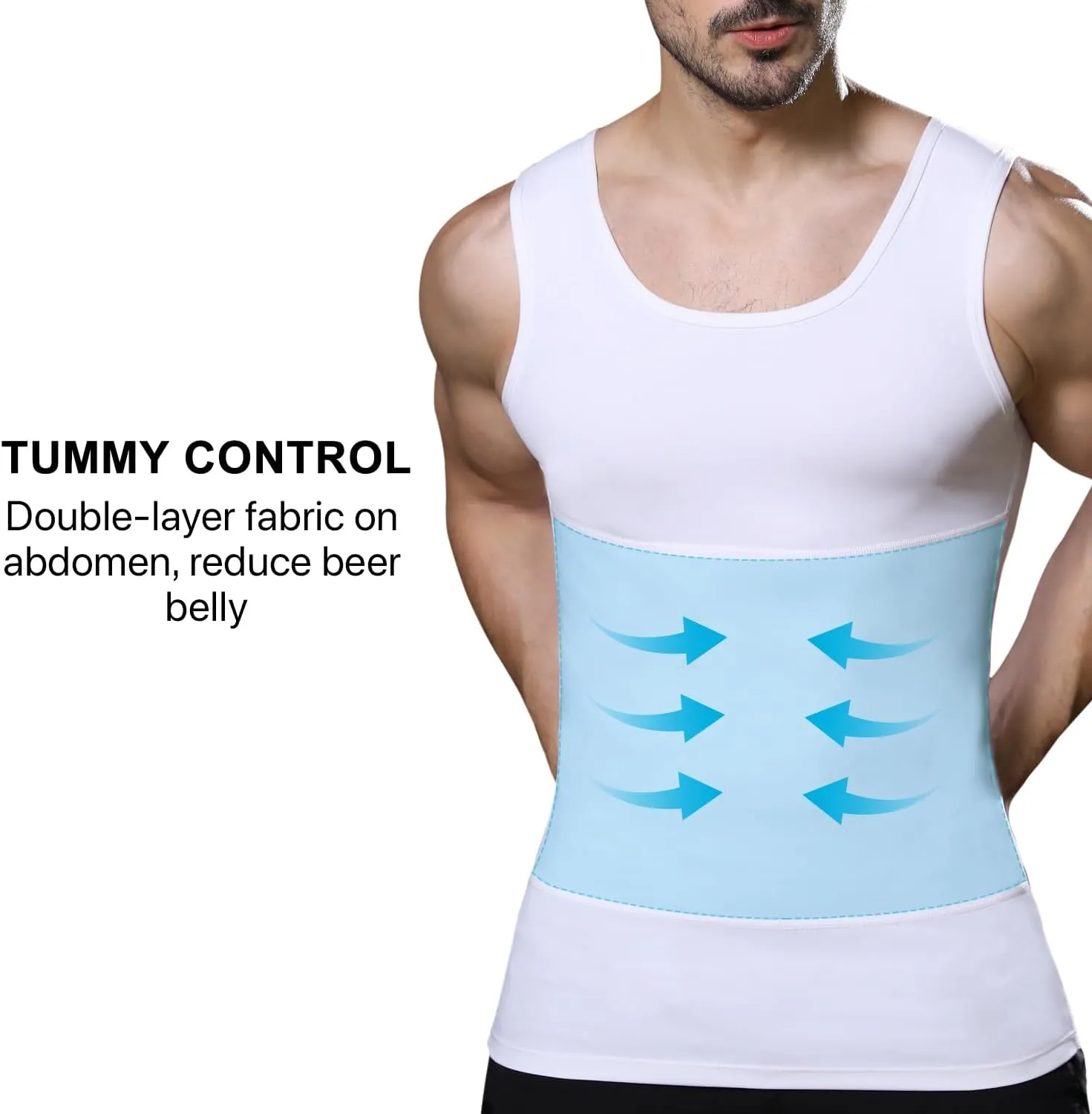 Lgtfy Mens Slimming Body Shaper Vest, Gynecomastia Compression Shirts, Tummy Control Undershirts - Change in Seconds
