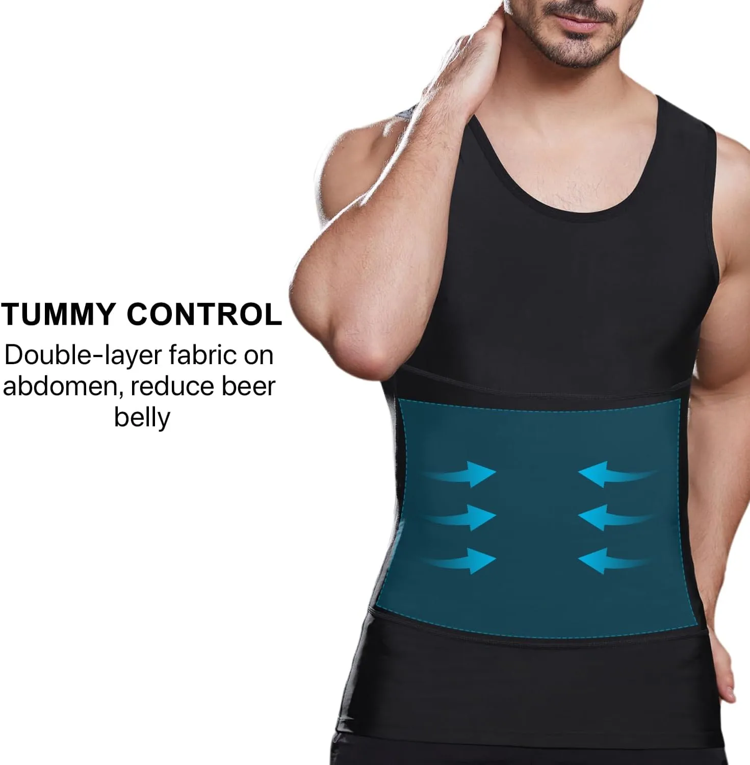 Lgtfy Mens Slimming Body Shaper Vest, Gynecomastia Compression Shirts, Tummy Control Undershirts - Change in Seconds