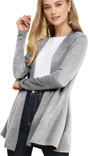 Lock and Love Women's Casual Long Open Front Drape Lightweight Duster High Low Hem Maxi Long Sleeve Cardigan