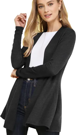 Lock and Love Women's Casual Long Open Front Drape Lightweight Duster High Low Hem Maxi Long Sleeve Cardigan