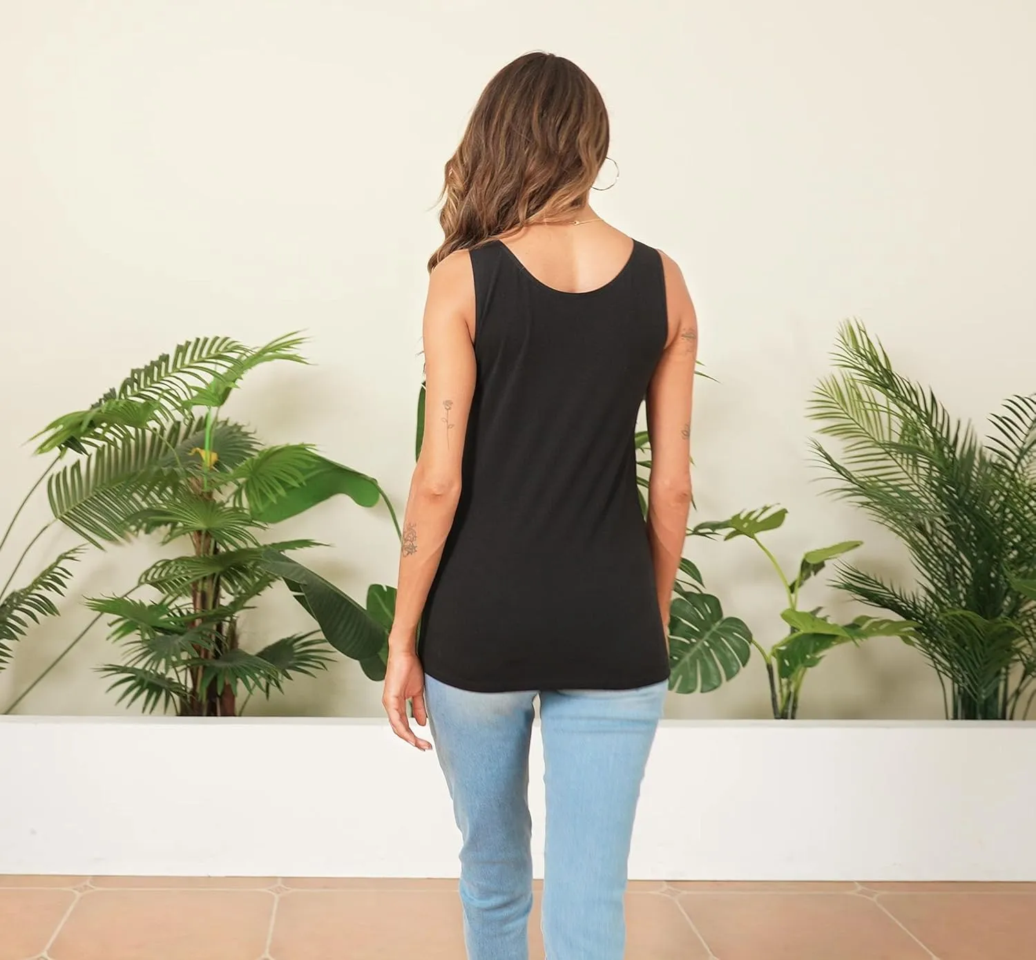 Long Tank Tops for Women Cotton Coamisoles Yoga Workout Shirts Tunic Sleeveless Layering Undershirts 3 Packs