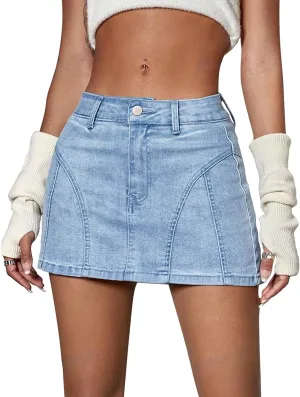 Low Waist Denim Skirt Y2k Cargo Skirt Suitable for Daily Leisure Travel Date Picnic Mini Jean Skirts for Women