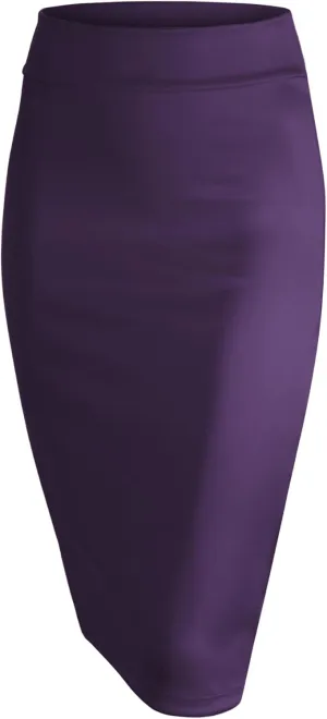 Made By Johnny Women's Premium Scuba Stretch High Waist Pencil Skirt Below Knee for Office Wear